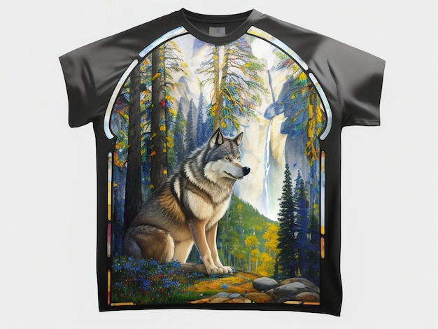 Um design de camiseta com lobo