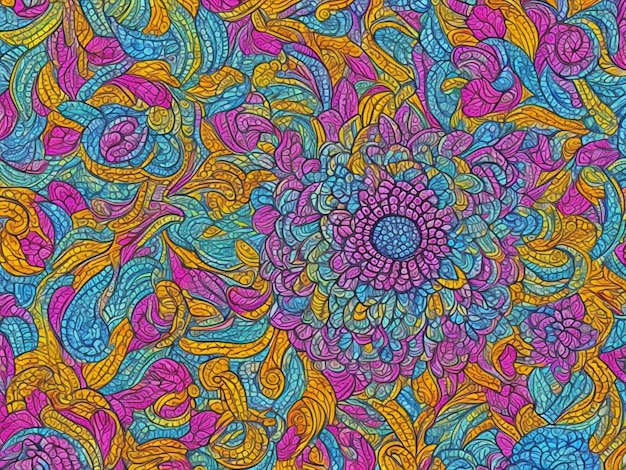 Um design de mandala intrincado e hipnotizante com padrões e cores intrincados