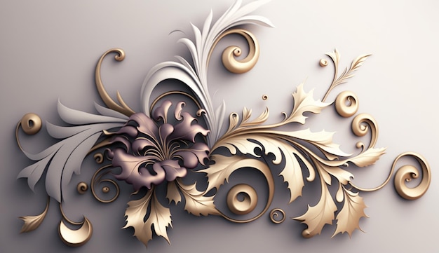 Um design de papel 3d com um padrão floral.