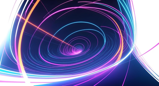 Um design espiral criado digitalmente com cores vibrantes e padrões complexos