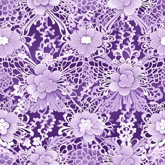 Um design floral roxo com flores em um fundo roxo.