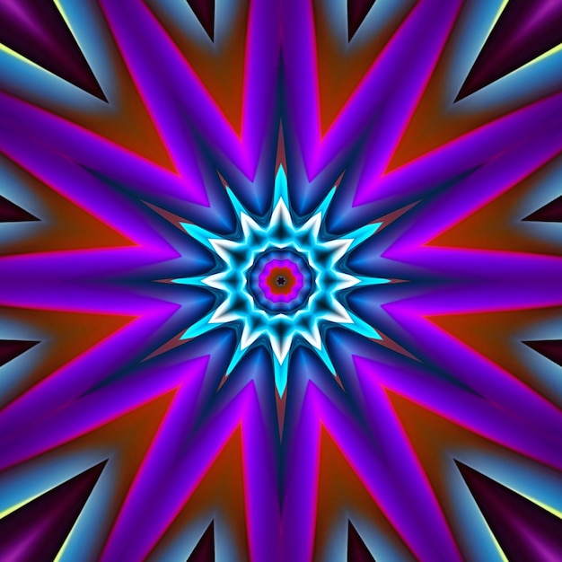 Um design fractal colorido com um design de estrela no centro.