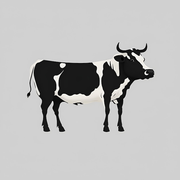 Foto um design plano de silhueta vaca no fundo branco liso