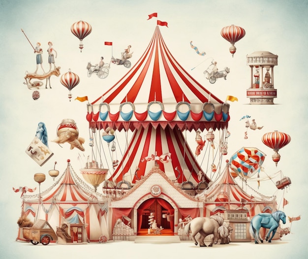 Um design temático de carnaval com elementos clássicos de feira