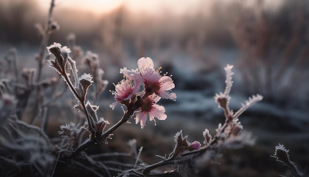 Um deslumbrante buquê de flores silvestres em um ambiente natural gerado por ia