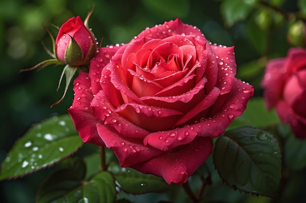 Um deslumbrante close-up em HD de uma rosa vibrante em plena floração