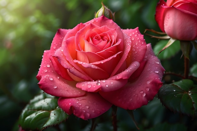 Um deslumbrante close-up em HD de uma rosa vibrante em plena floração