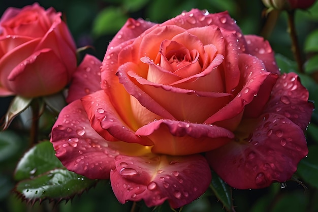 Um deslumbrante close-up em HD de uma rosa vibrante em plena floração