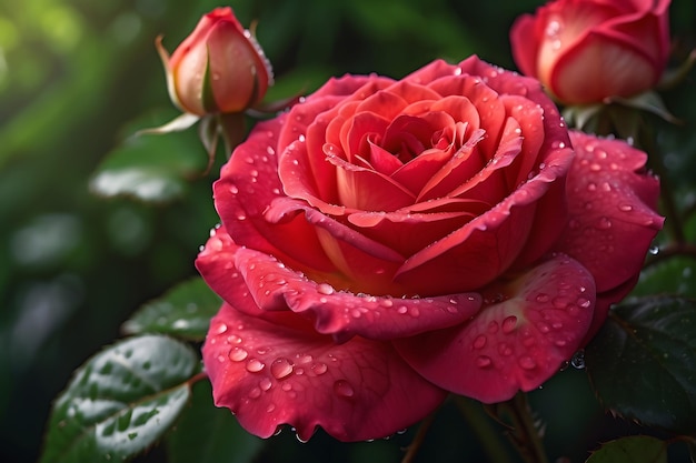 Um deslumbrante close-up em HD de uma rosa vibrante em plena floração