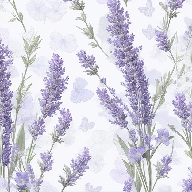 Foto um deslumbrante papel de parede floral de lavanda e azul do céu com um intrincado padrão branco e roxo