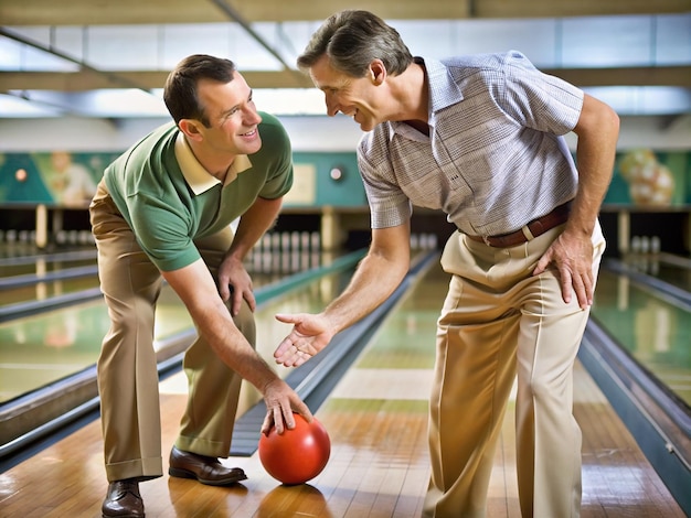 Foto um desportista a ensinar bowling duckpin