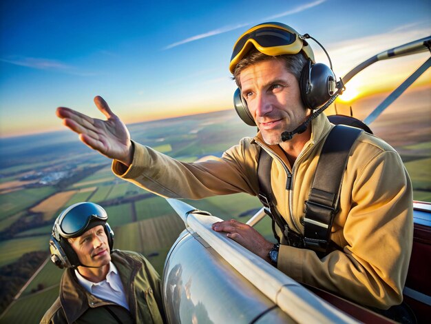 Foto um desportista a ensinar corrida aérea.