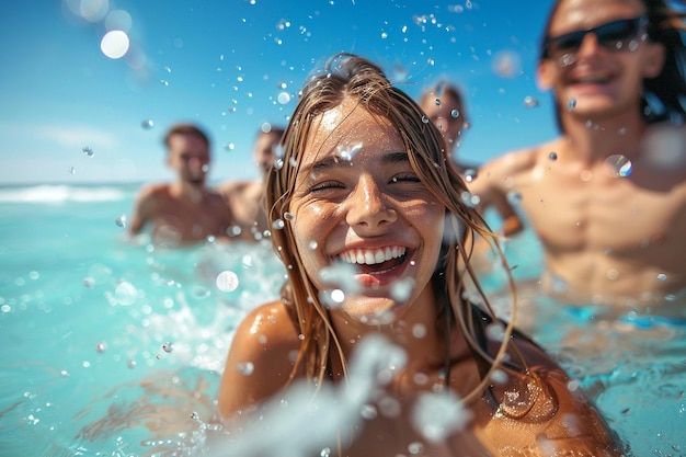 Um dia alegre na praia.