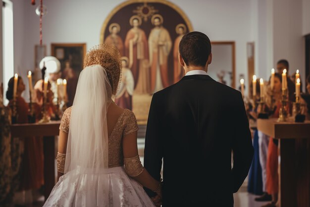 Foto um dia de casamento na igreja ortodoxa