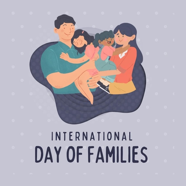um dia de família de famílias está escrito em um fundo cinza