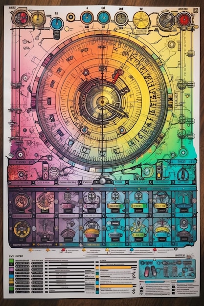 Um diagrama colorido de um relógio com o número 1 nele.