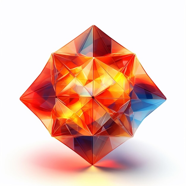 Um diamante laranja brilhante com um diamante no centro.
