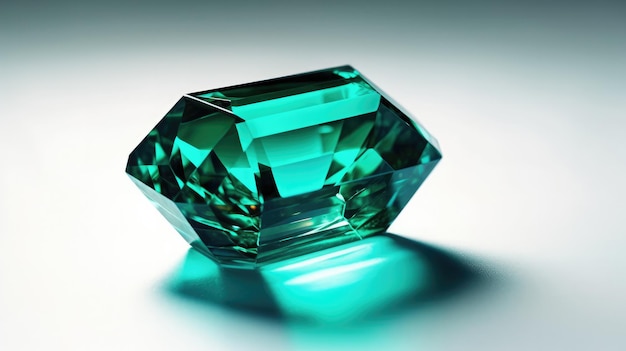 Um diamante verde está sobre uma mesa.