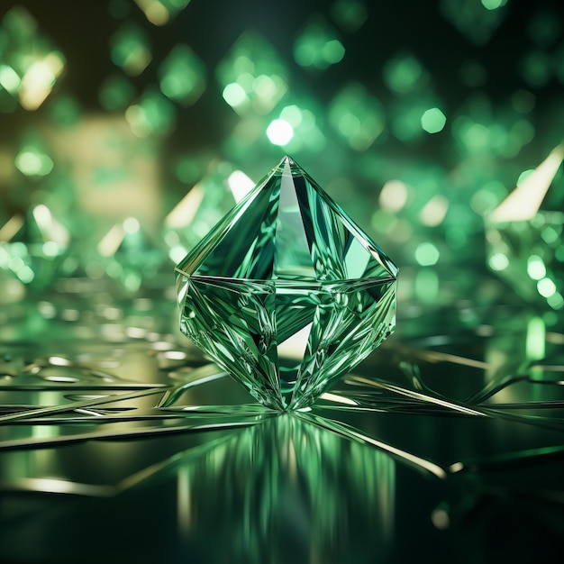 Foto um diamante verde numa superfície