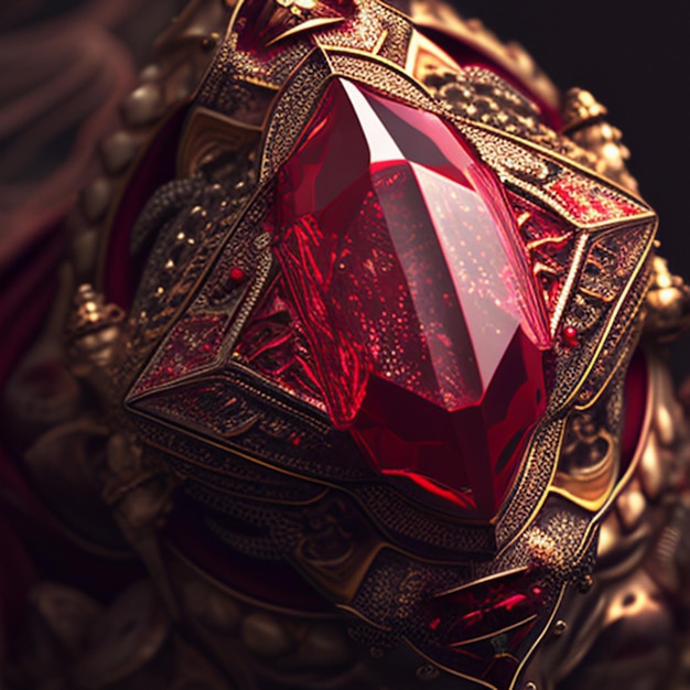 um dimond vermelho em anel de ouro primum