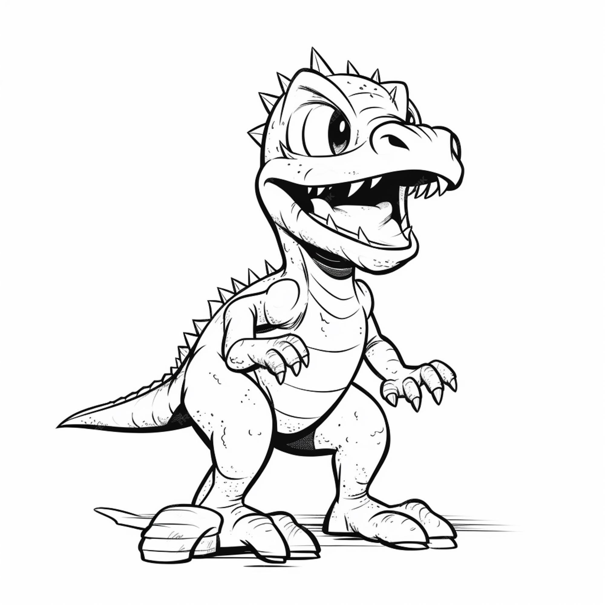 Desenho De Dinossauro Dos Desenhos Animados Com Dentes Páginas Para Colorir  Imprimir Página Ilustração Esboço Vetor PNG , Desenho De Carro, Desenho De  Desenho Animado, Desenho De Dinossauro Imagem PNG e Vetor