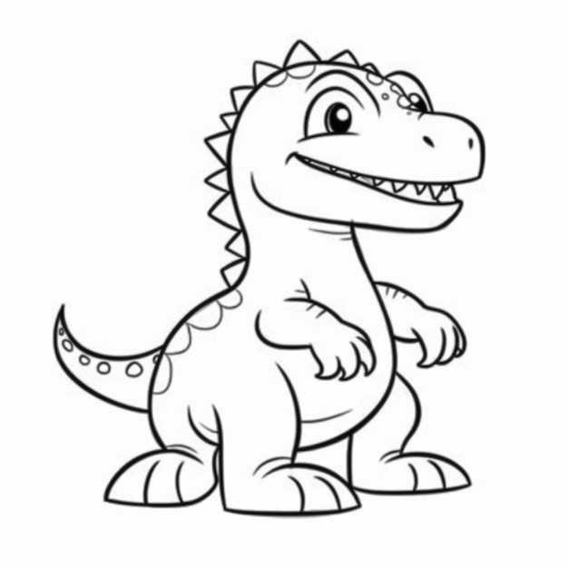 Um dinossauro de desenho animado com um grande sorriso no rosto.