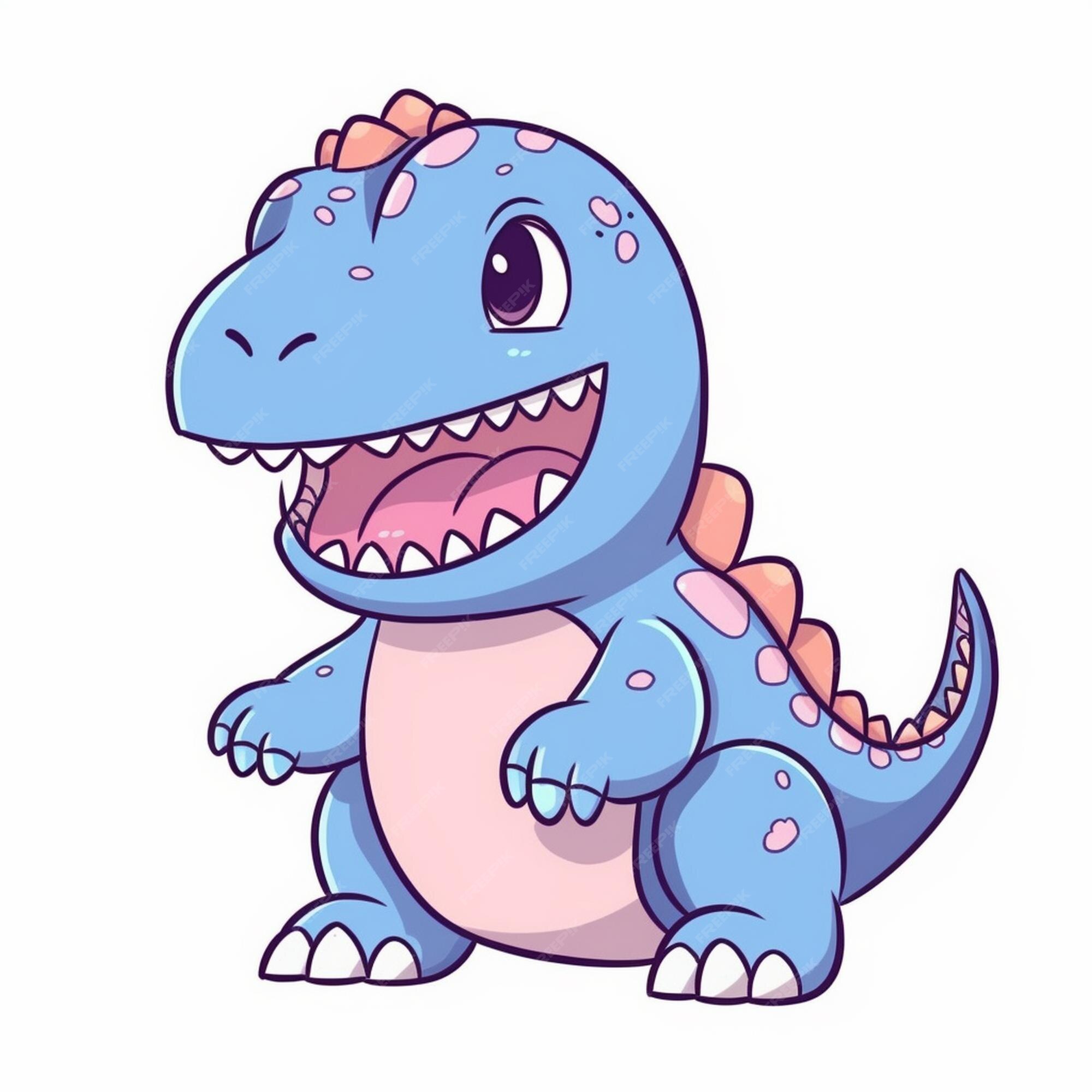 Desenho Animado. Dinossauro Rosa. Mascote Da Criatura Réptil