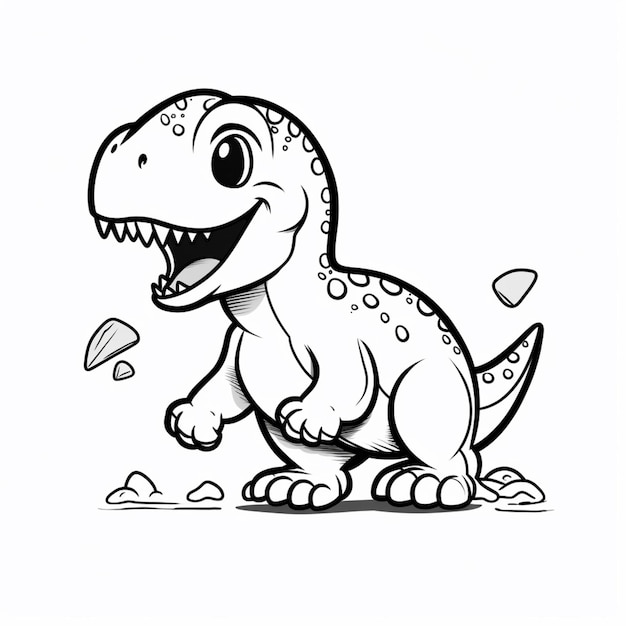 Foto um dinossauro de desenho animado com um rosto cheio de dentes e um dente quebrado gera ia