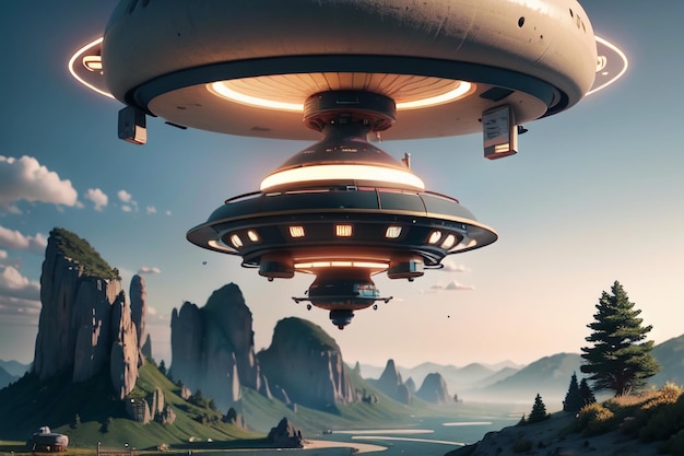 Um disco voador alienígena, uma nave espacial, uma civilização avançada, um avião, um fundo de papel de parede.