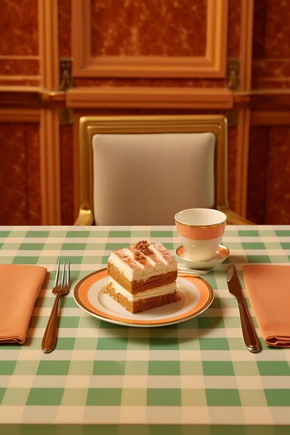 Foto um doce pedaço de bolo de estilo vintage .