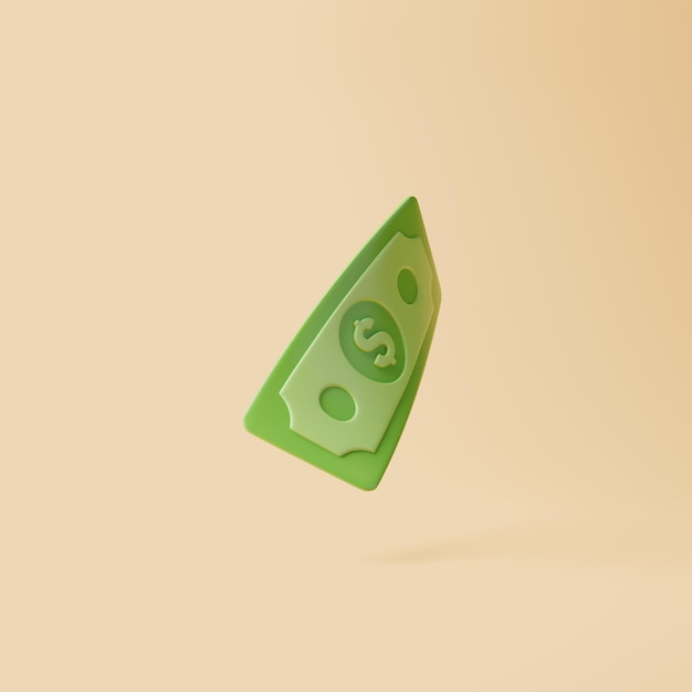 Foto um dólar americano flutuando em fundo bege dinheiro e conceito de pagamento renderização 3d minimalista