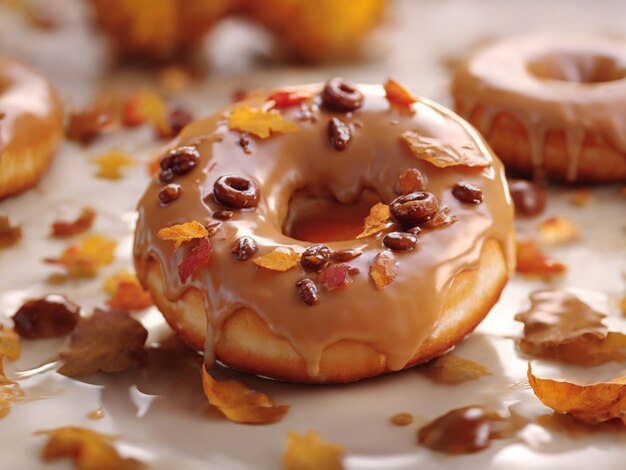 um donut com chips de chocolate e chips de chocolate nele