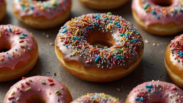 Um donut com salpicadas e salpicadas nele.