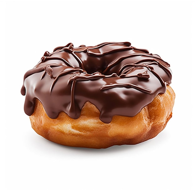 Um donut de chocolate com cobertura de chocolate por cima