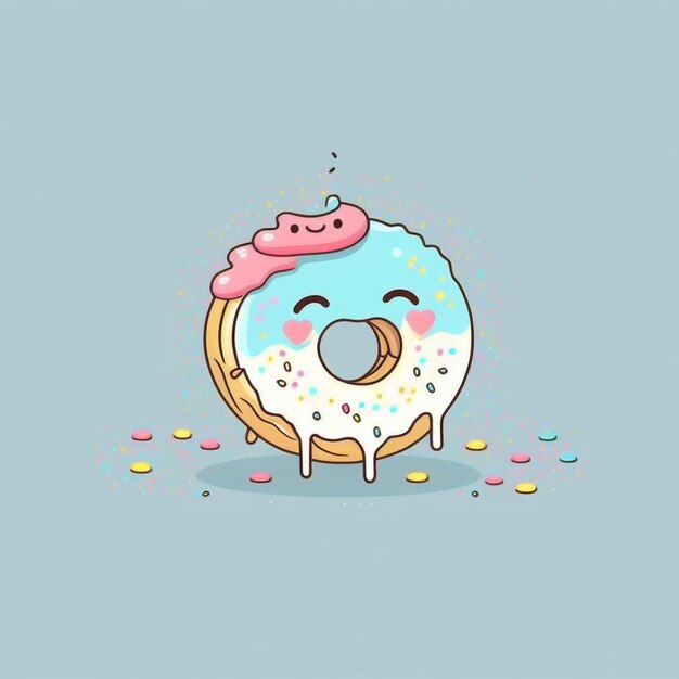 um donut de desenho animado com granulado e uma cobertura rosa em cima de IA generativa