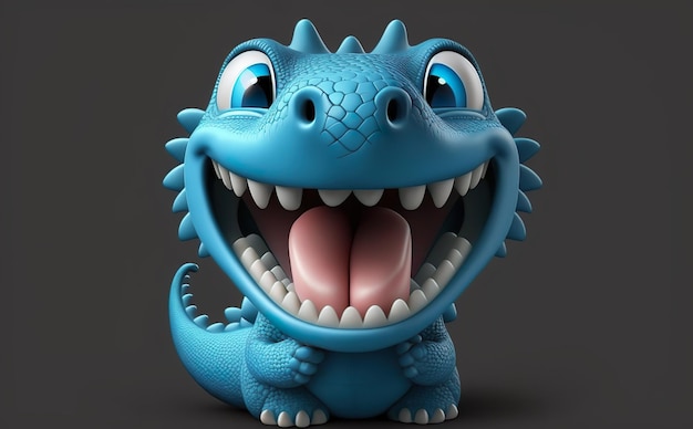 Um dragão azul com nariz grande