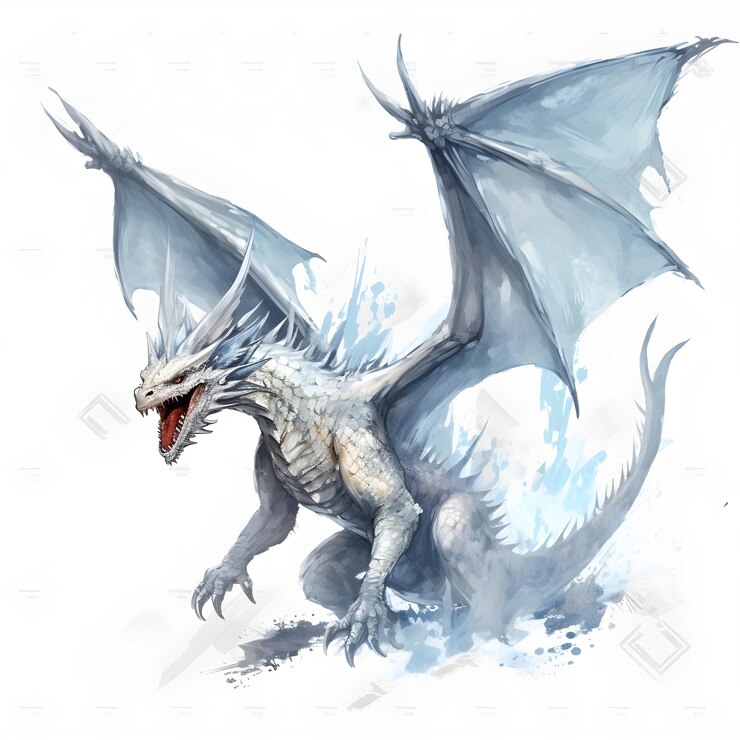 Foto um dragão branco com nariz vermelho e nariz vermelho.