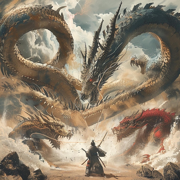 um dragão com um dragão nele está no fundo