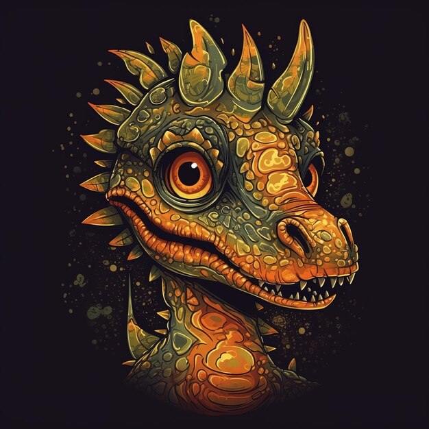Um dragão com uma cabeça amarela e uma cabeça verde.