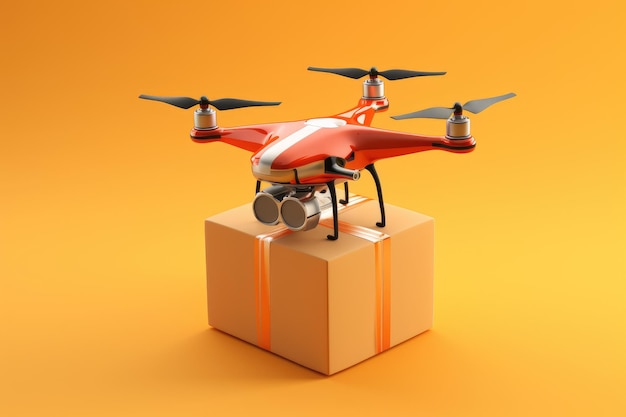 Um drone carregando um pacote pronto para entrega