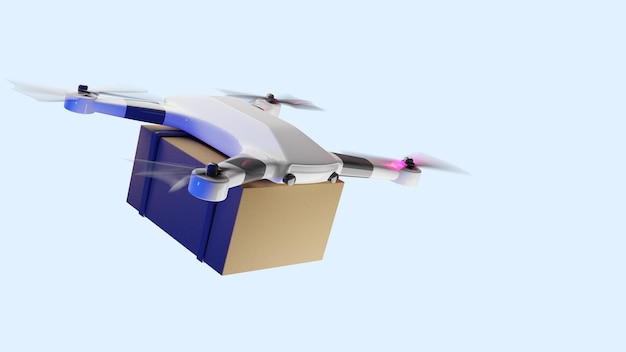 Um drone com uma caixa que diz entrega.