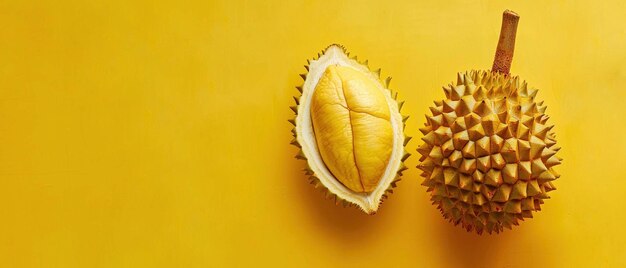 Um durian aberto conhecido por seu cheiro distintivo