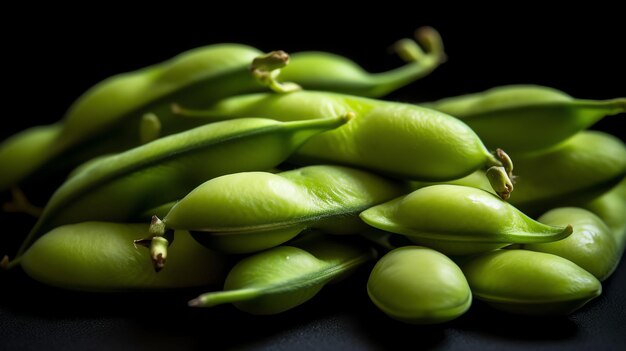 Um Edamame com fundo desfocado