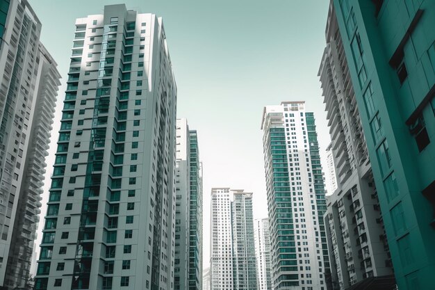 Um edifício com um céu azul ao fundo