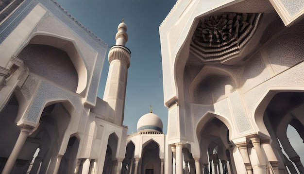 um edifício com um minaret que tem um minaret no centro