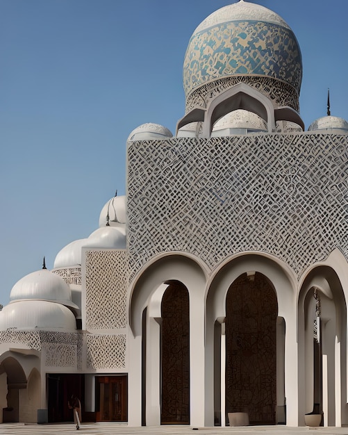 Um edifício com uma cúpula e uma cúpula com um padrão azul