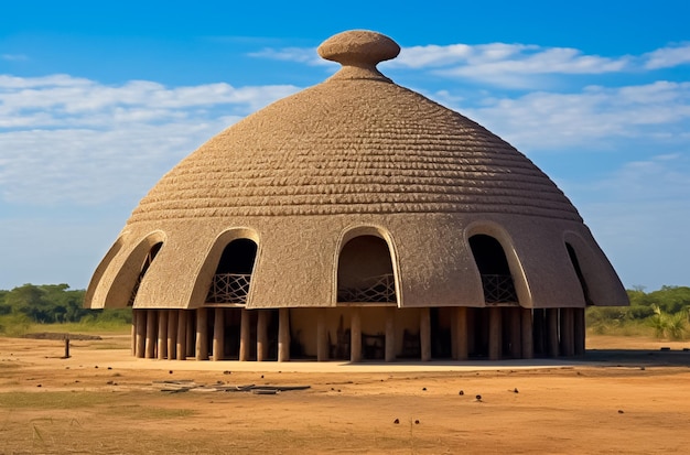 Foto um edifício de pedra com uma cúpula no estilo das artes tradicionais da áfrica oceania e das américas