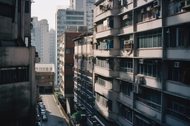 Um edifício na cidade de Hong Kong