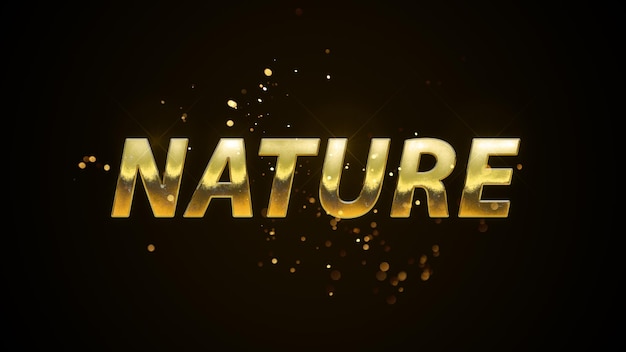 Foto um efeito de texto dourado com a palavra natureza no meio