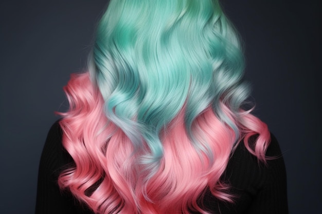 Um efeito ombre rosa e menta